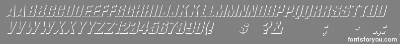 Czcionka WhataReliefItalic – białe czcionki na szarym tle