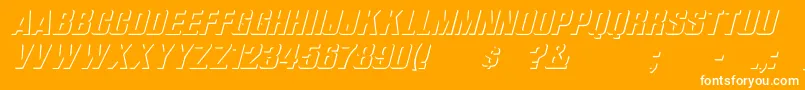 WhataReliefItalic-Schriftart – Weiße Schriften auf orangefarbenem Hintergrund