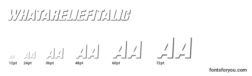 Размеры шрифта WhataReliefItalic