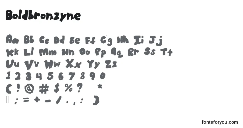 Czcionka Boldbronzyne – alfabet, cyfry, specjalne znaki