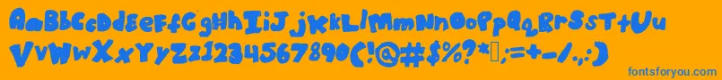 Boldbronzyne-Schriftart – Blaue Schriften auf orangefarbenem Hintergrund