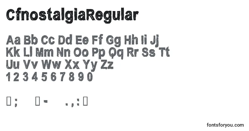 Шрифт CfnostalgiaRegular – алфавит, цифры, специальные символы