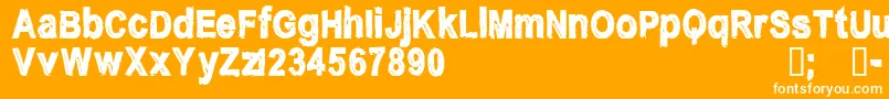 CfnostalgiaRegular-Schriftart – Weiße Schriften auf orangefarbenem Hintergrund