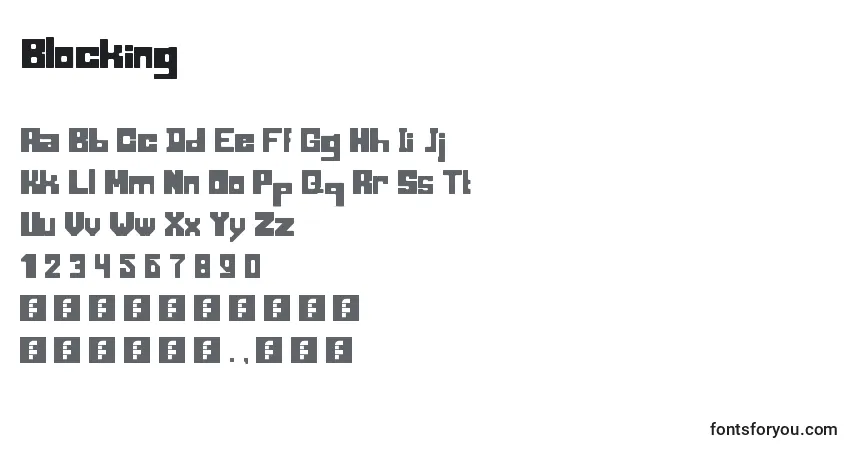 A fonte Blocking – alfabeto, números, caracteres especiais