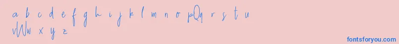 QueenwaffleDemo-Schriftart – Blaue Schriften auf rosa Hintergrund