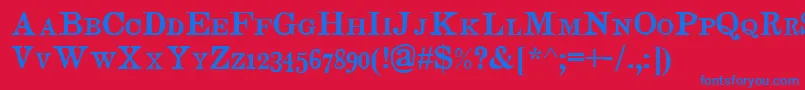 JudgesSc-Schriftart – Blaue Schriften auf rotem Hintergrund