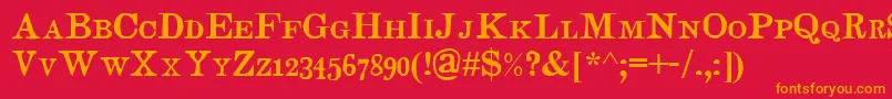 フォントJudgesSc – 赤い背景にオレンジの文字