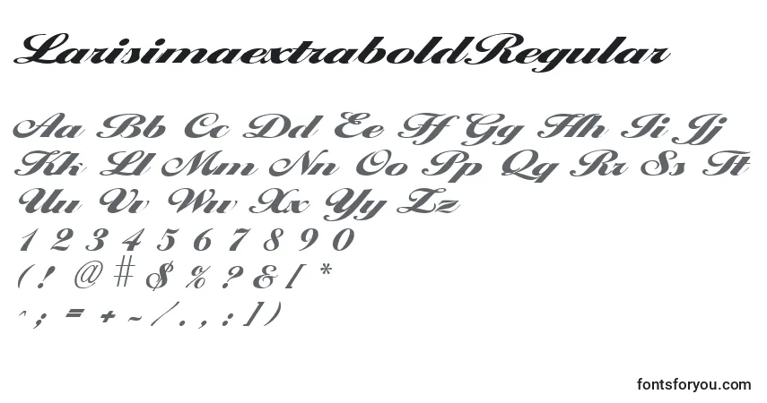 A fonte LarisimaextraboldRegular – alfabeto, números, caracteres especiais