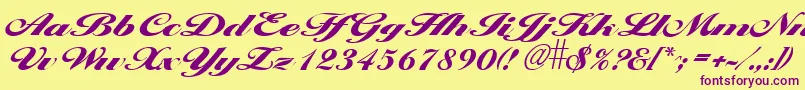 LarisimaextraboldRegular Font – Purple Fonts on Yellow Background