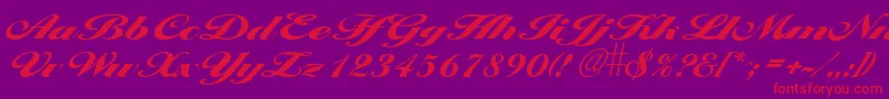 Czcionka LarisimaextraboldRegular – czerwone czcionki na fioletowym tle