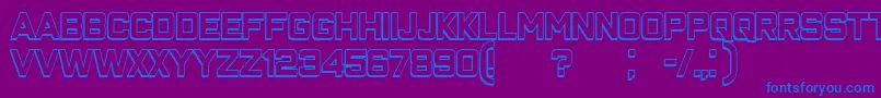 フォントClosenessOutline – 紫色の背景に青い文字