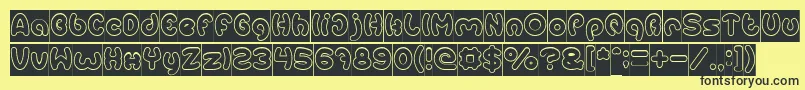 EarthHeartHollowInverse Font – Black Fonts on Yellow Background
