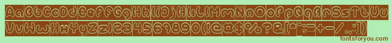 EarthHeartHollowInverse Font – Brown Fonts on Green Background