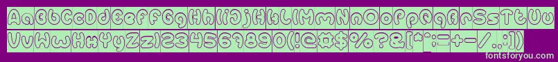 EarthHeartHollowInverse Font – Green Fonts on Purple Background