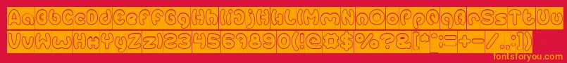 フォントEarthHeartHollowInverse – 赤い背景にオレンジの文字