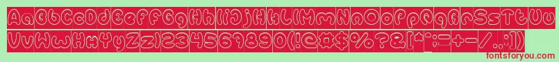 EarthHeartHollowInverse Font – Red Fonts on Green Background