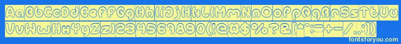 EarthHeartHollowInverse Font – Yellow Fonts on Blue Background