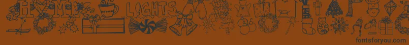 Czcionka Jandachristmasdoodles – czarne czcionki na brązowym tle