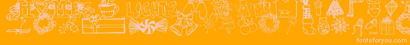 Jandachristmasdoodles-Schriftart – Rosa Schriften auf orangefarbenem Hintergrund