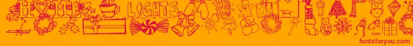 Jandachristmasdoodles-fontti – punaiset fontit oranssilla taustalla