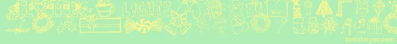 Jandachristmasdoodles Font – Yellow Fonts on Green Background