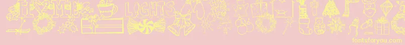 Jandachristmasdoodles-Schriftart – Gelbe Schriften auf rosa Hintergrund