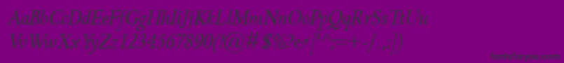 Fonte GriffoclassicoItalic – fontes pretas em um fundo violeta