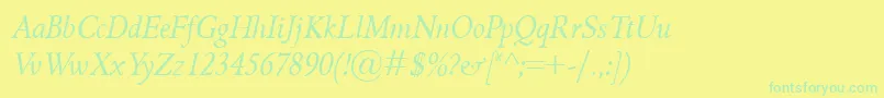 Police GriffoclassicoItalic – polices vertes sur fond jaune