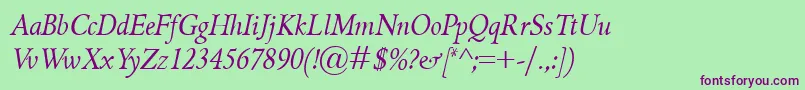 GriffoclassicoItalic Font – Purple Fonts on Green Background