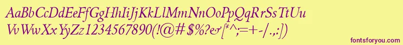 GriffoclassicoItalic Font – Purple Fonts on Yellow Background