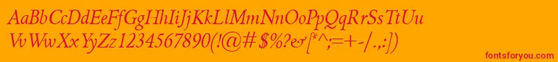 GriffoclassicoItalic-Schriftart – Rote Schriften auf orangefarbenem Hintergrund