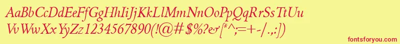 GriffoclassicoItalic Font – Red Fonts on Yellow Background