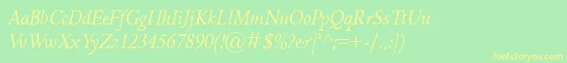 Шрифт GriffoclassicoItalic – жёлтые шрифты на зелёном фоне