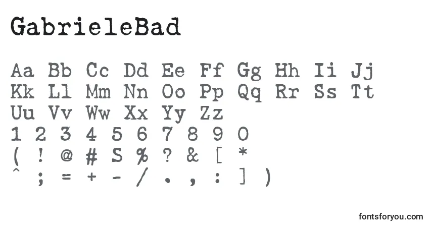 Шрифт GabrieleBad – алфавит, цифры, специальные символы