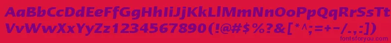 LinotypeErgoBoldItalic-Schriftart – Violette Schriften auf rotem Hintergrund