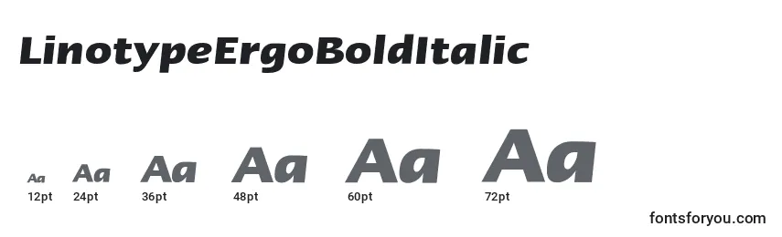 Размеры шрифта LinotypeErgoBoldItalic