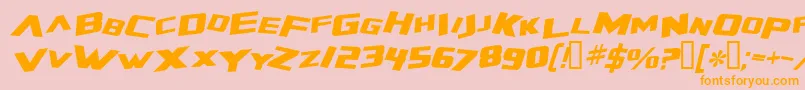 ZeroGravityExtendedItalic-Schriftart – Orangefarbene Schriften auf rosa Hintergrund