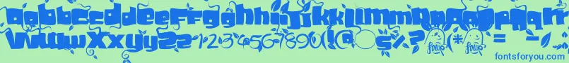 Soupleaf Font – Blue Fonts on Green Background