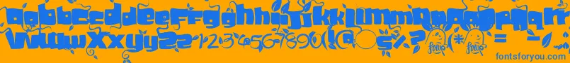 Soupleaf Font – Blue Fonts on Orange Background