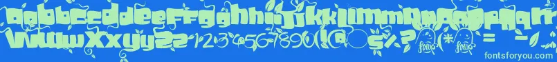 Soupleaf Font – Green Fonts on Blue Background