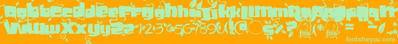 Soupleaf-Schriftart – Grüne Schriften auf orangefarbenem Hintergrund