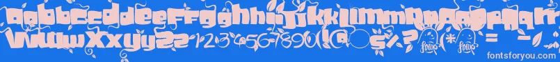Soupleaf Font – Pink Fonts on Blue Background