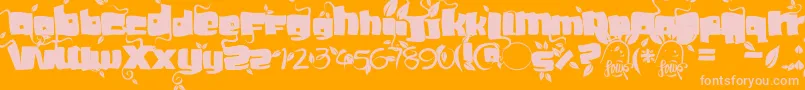 Soupleaf Font – Pink Fonts on Orange Background