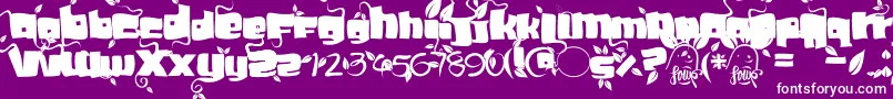 Saiba mais sobre a fonte Soupleaf Fonte Soupleaf – fontes brancas em um fundo violeta