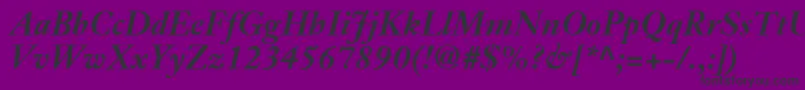 JansonTextLt76BoldItalic-Schriftart – Schwarze Schriften auf violettem Hintergrund