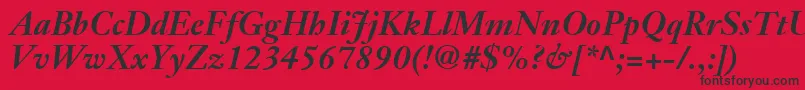 JansonTextLt76BoldItalic Font – Black Fonts on Red Background