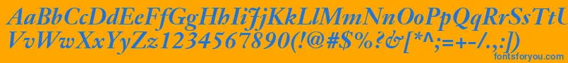 JansonTextLt76BoldItalic Font – Blue Fonts on Orange Background