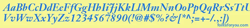 JansonTextLt76BoldItalic Font – Blue Fonts on Yellow Background