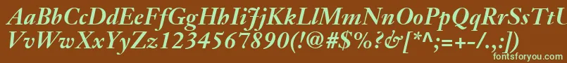 JansonTextLt76BoldItalic Font – Green Fonts on Brown Background
