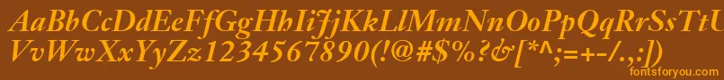 JansonTextLt76BoldItalic Font – Orange Fonts on Brown Background